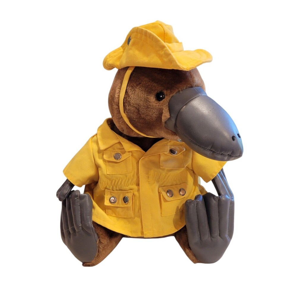 Vintage Dakin 1987 Dinky McDiver Plush Brown Platypus Yellow Safari Korea 11"
